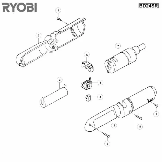 Ryobi BD124 Spare Parts List Type: 1000019043